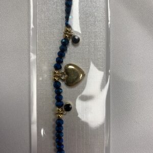Bracelet coeur perles bleus